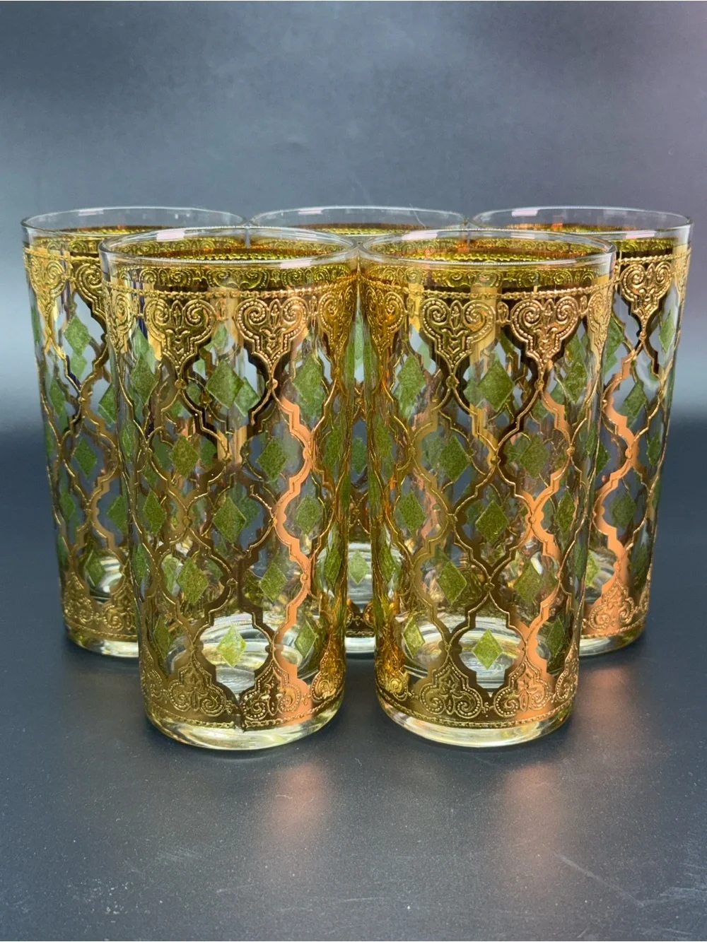 Vintage MCM Culver 22k Valencia Highball Glasses